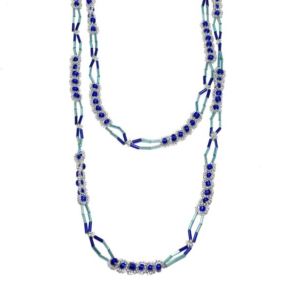 Clear-Blue Mamaie Handcrafted Bead Necklace - Picture 3 of 4